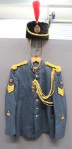 Post 1953 RAF Central Band Tunic And Busby blue grey, single breasted, high collar tunic.  Collar