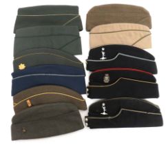 11 x Post War Forage And Garrison Caps including Officer coloured forage RAOC ... 2 x coloured