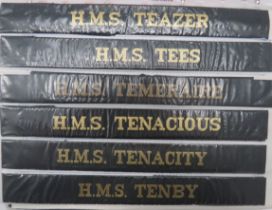 Collection Of 117 Post War Royal Navy Cap Tallies including HMS Teazer ... HMS Tenacity ... HMS