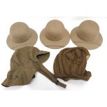 5 x Various Hats consisting 3 x American USMC sun helmets.  Interior sweatband issue stamped ...