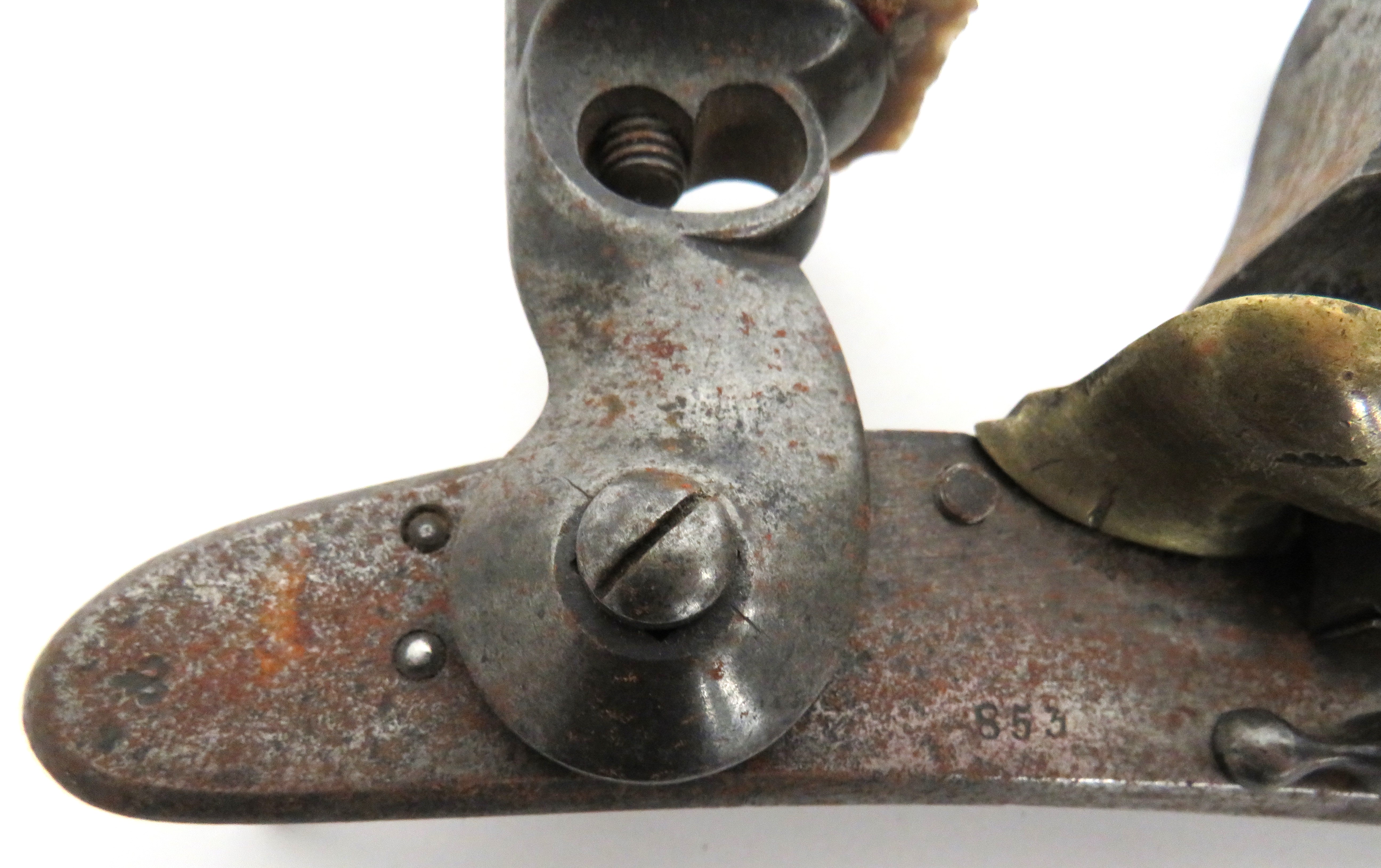 Selection Of Antique Gun Parts including Austrian flintlock lock with faint marks ... Blued steel - Image 2 of 2