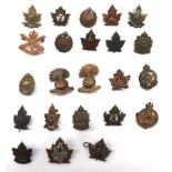 23 x Canadian Overseas Battalion Collar Badges including darkened KC No1 Construction