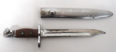 British No 5 MKI Parade Finish Jungle Carbine Bayonet 7 3/4 inch, plated, single edged, clipped