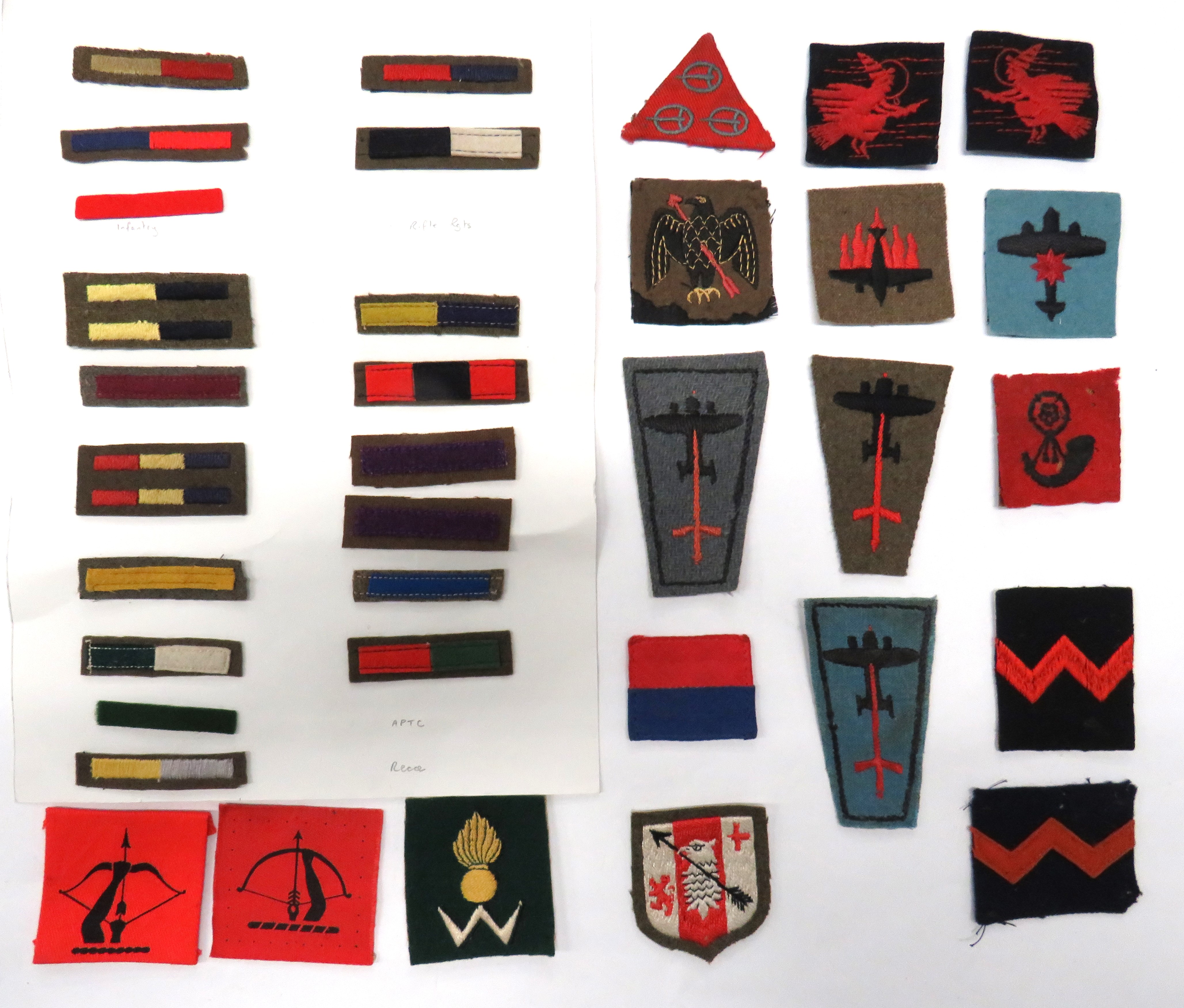 35 x Anti Aircraft Formation And Arm Of Service Badges including embroidery 1st AA Div ...