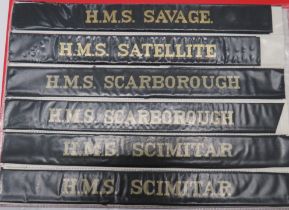 Collection Of 155 Post War Royal Navy Cap Tallies including HMS Sabre ... HMS Sylvester ... HMS