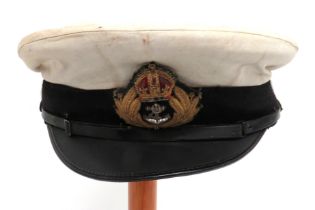 Post 1901 Royal Navy Officer's Service Dress Cap dark blue crown and body with white cotton,