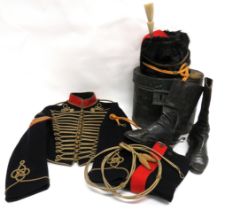 Post 1901 Royal Horse Artillery Senior NCO's Uniform And Busby consisting dark blue melton, single