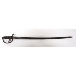 1821 Pattern Cavalry Officer's Sword 33 inch, single edged, slightly curved blade with large fuller.