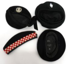 4 x Various Post War Balmoral And Other Hats consisting green woollen example with anodised