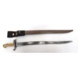 French M1842 Sabre Bayonet 22 1/2 inch, single edged, yataghan blade with wide fuller.  Back edge