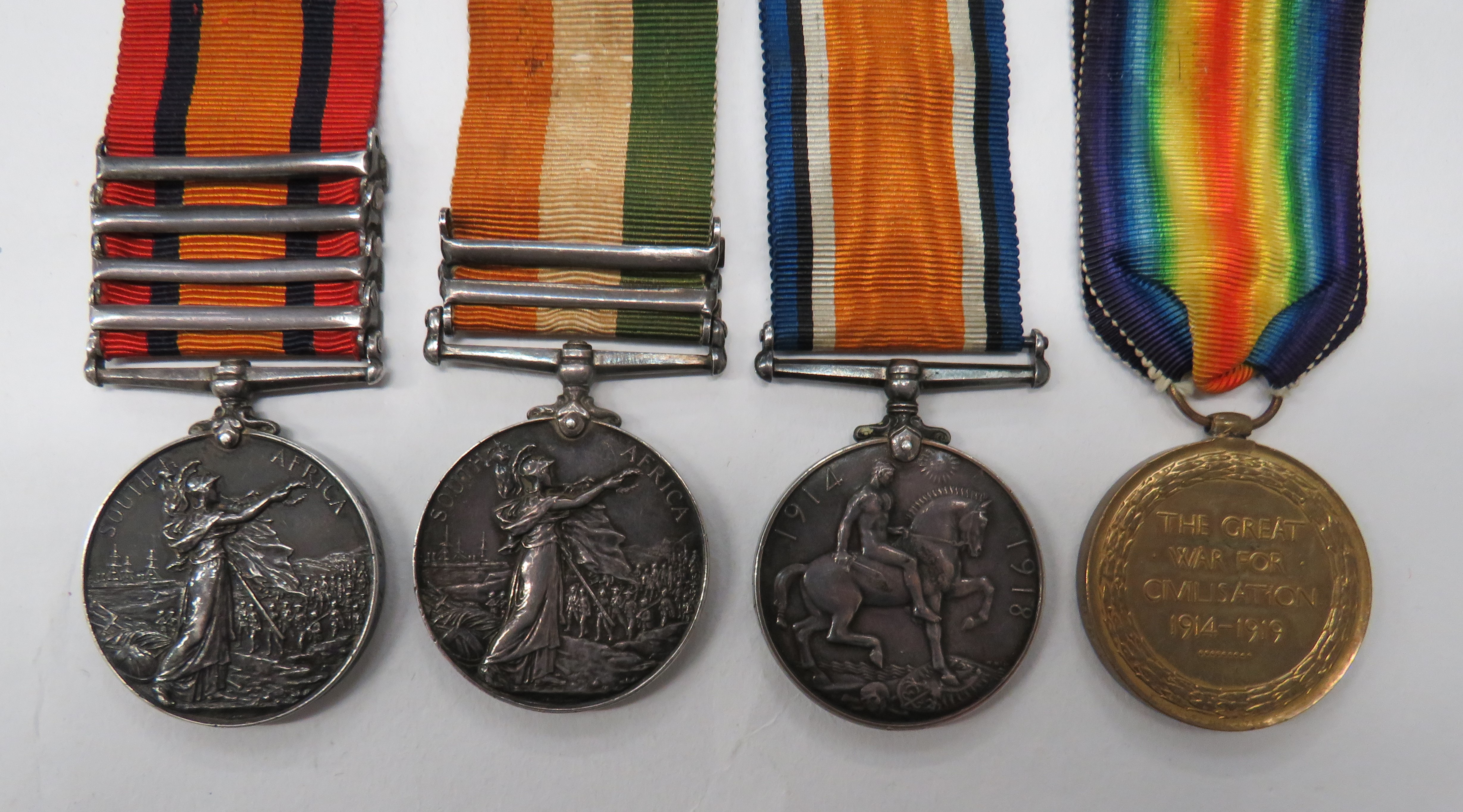 Boer War / WW1 6th Dragoon Guards / ASC Group of Four Medals. Awarded to Corporal Hugh Robertson - Image 2 of 2