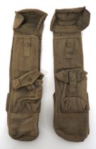 Pair Of WW2 Lanchester SMG Webbing Magazine Pouches long webbing pouches.  Top flap secured by press