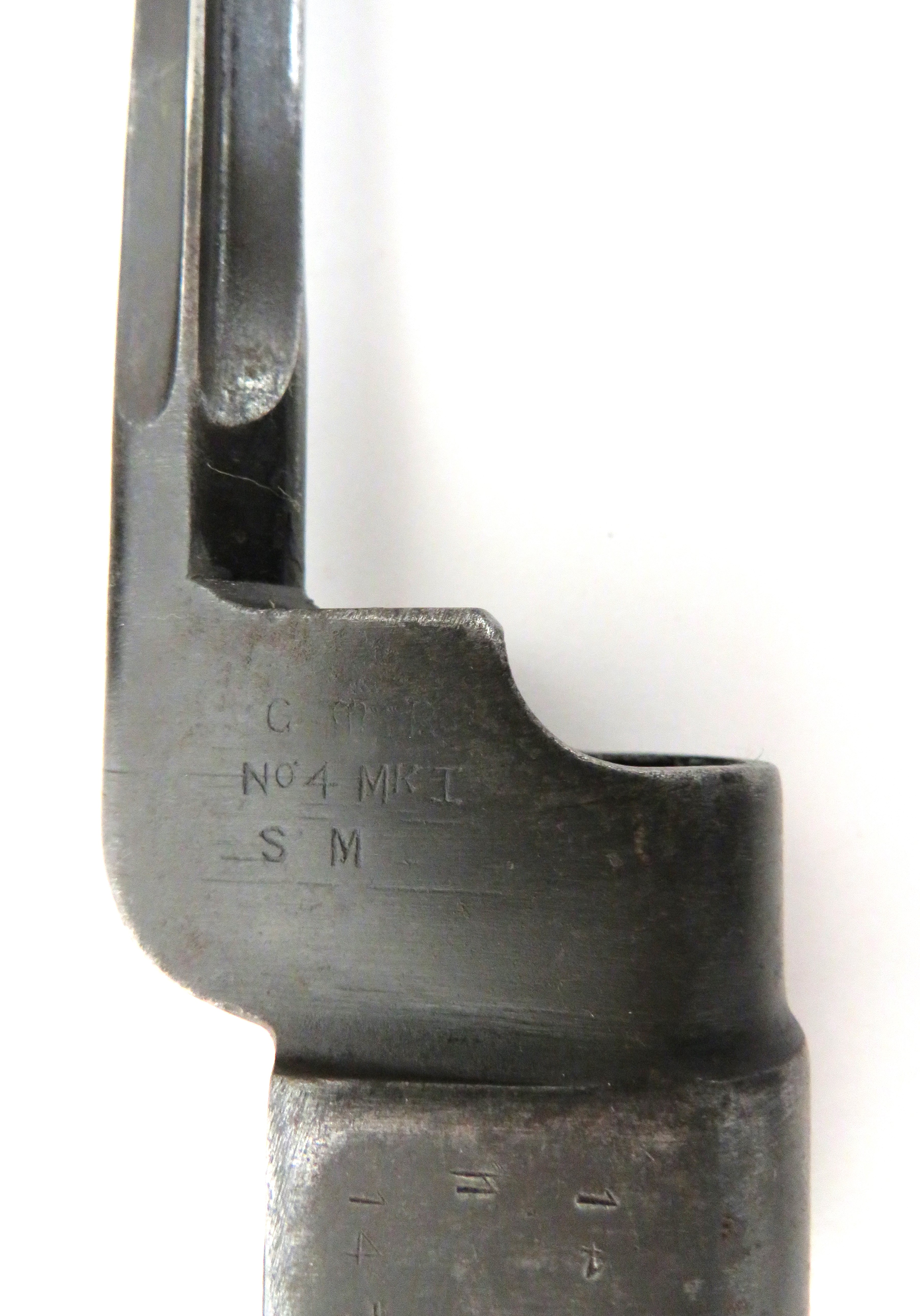 British No 4 MK1 Cruciform Spike Bayonet 8 inch, cruciform blade.  Blackened socket marked "No 4 - Image 2 of 2