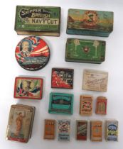 16 x WW1 Period Cigarette Boxes including Players Navy Cut tin ... The Greys tin ... Navy Cut