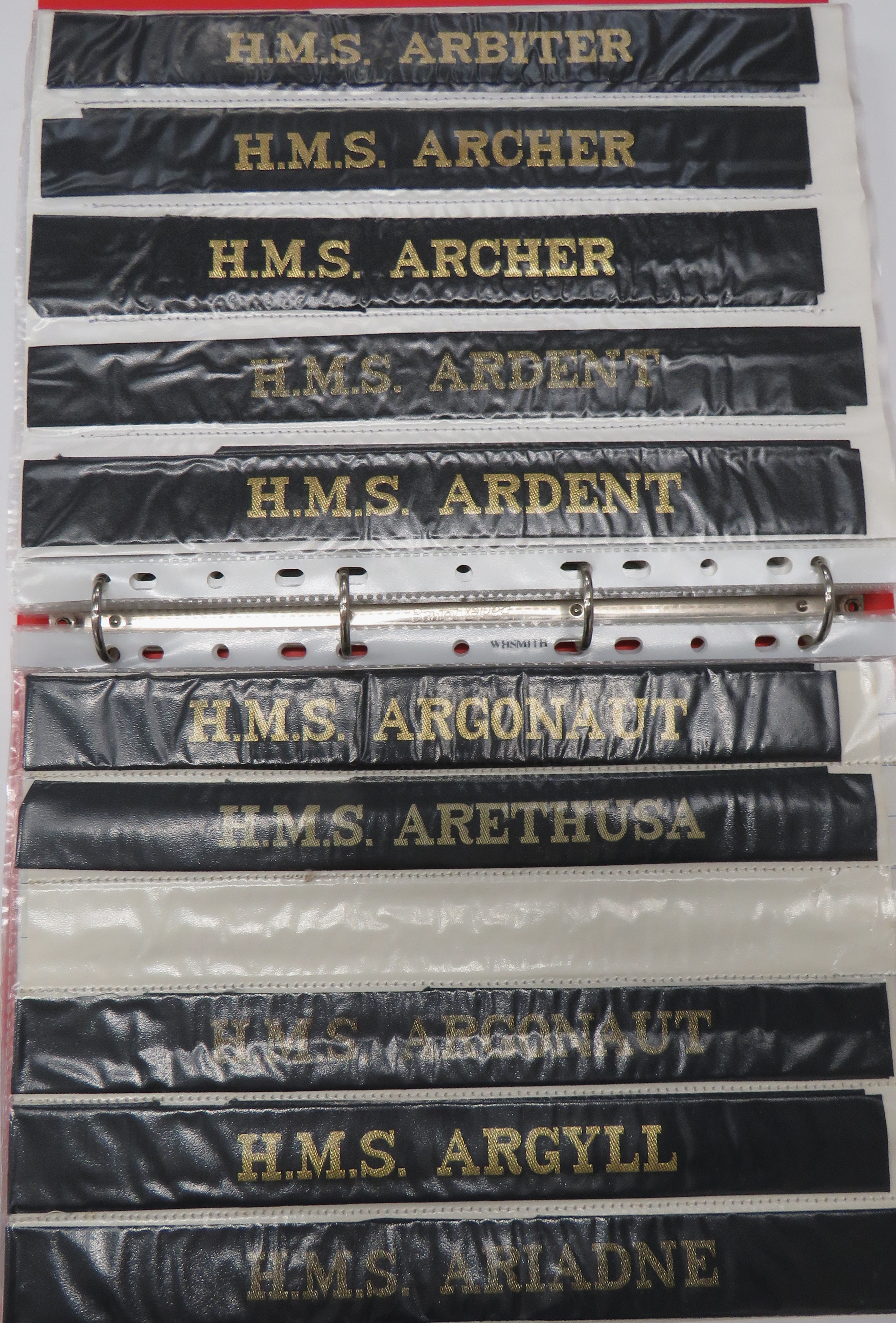 Collection Of 110 Post War Royal Navy Cap Tallies including HMS Abdiel ... HMS Active ... HMS Africa - Image 2 of 3
