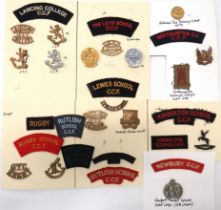 30 x School OTC & CCF Badges And Titles cap badges including brass Rugby ... Brass Rutlish School