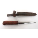 WW1 French Combat Trench Knife 6 inch, double edged blade.  Steel, oval disc crossguard with small