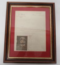 Louis Bleriot, Aviation Pioneer, 1909 Signed Letter. scarce letter sent by Louis Bleriot in reply to
