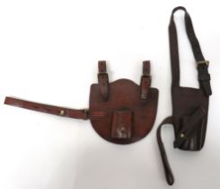 Cavalry Officer's Sword Frog Mount polished, brown leather backing panel with securing straps to the