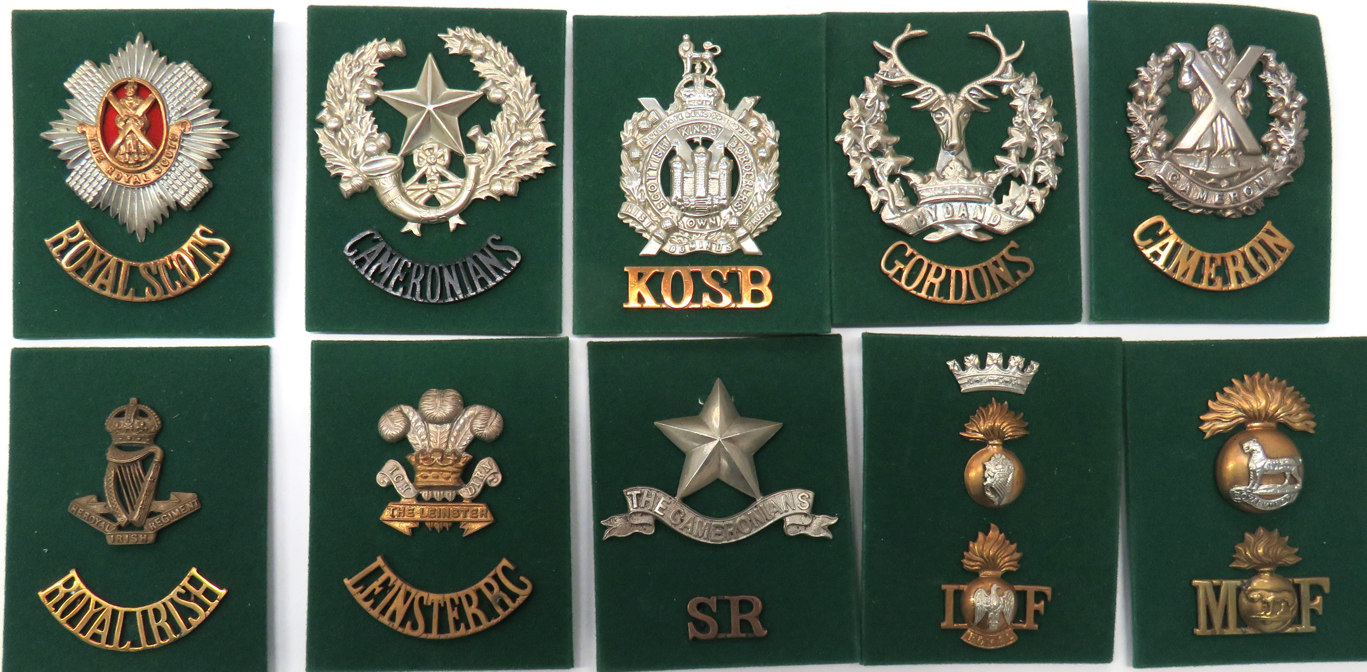20 x Scottish And Irish Infantry Cap Badges cap badges include white metal KC KOSB ... White metal