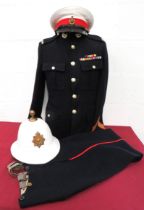 Royal Marines Number 1 Dress Uniform And Hats consisting dark blue, single breasted, high collar