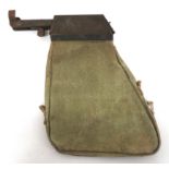 WW2 Spent Cartridge Catching Bag For Bren green canvas bag with lower zip fastening.  The top with