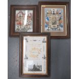 Three WW1 Period Framed Memorial Panels consisting framed Glory Of God printed memorial to "Pte Mark