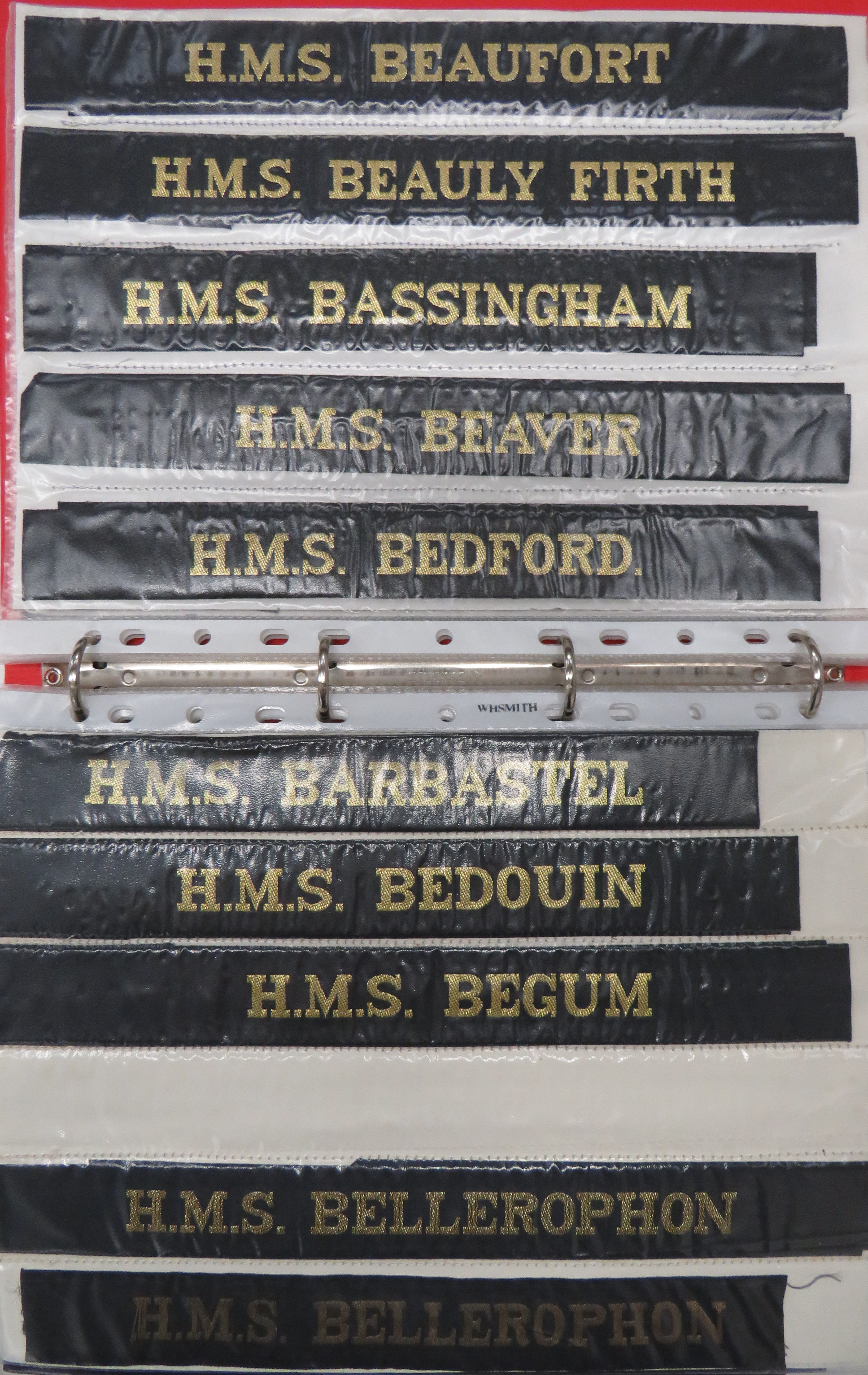 Collection of 139 Post War Royal Navy Cap Tallies including HMS Bagshot ... HMS Barova ... HMS - Image 2 of 3