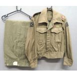 WW2 1937 Pattern Commonwealth Made 2nd Division Battledress Jacket And Trousers khaki green woollen,