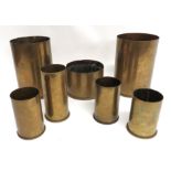 7 x Various WW1 Period German Brass Shell Cases including 15mm M14 Berndorf dated 1915 ... Similar