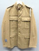 1922 Pattern RHA Other Ranks Service Dress Tunic khaki woollen, single breasted, high collar tunic.