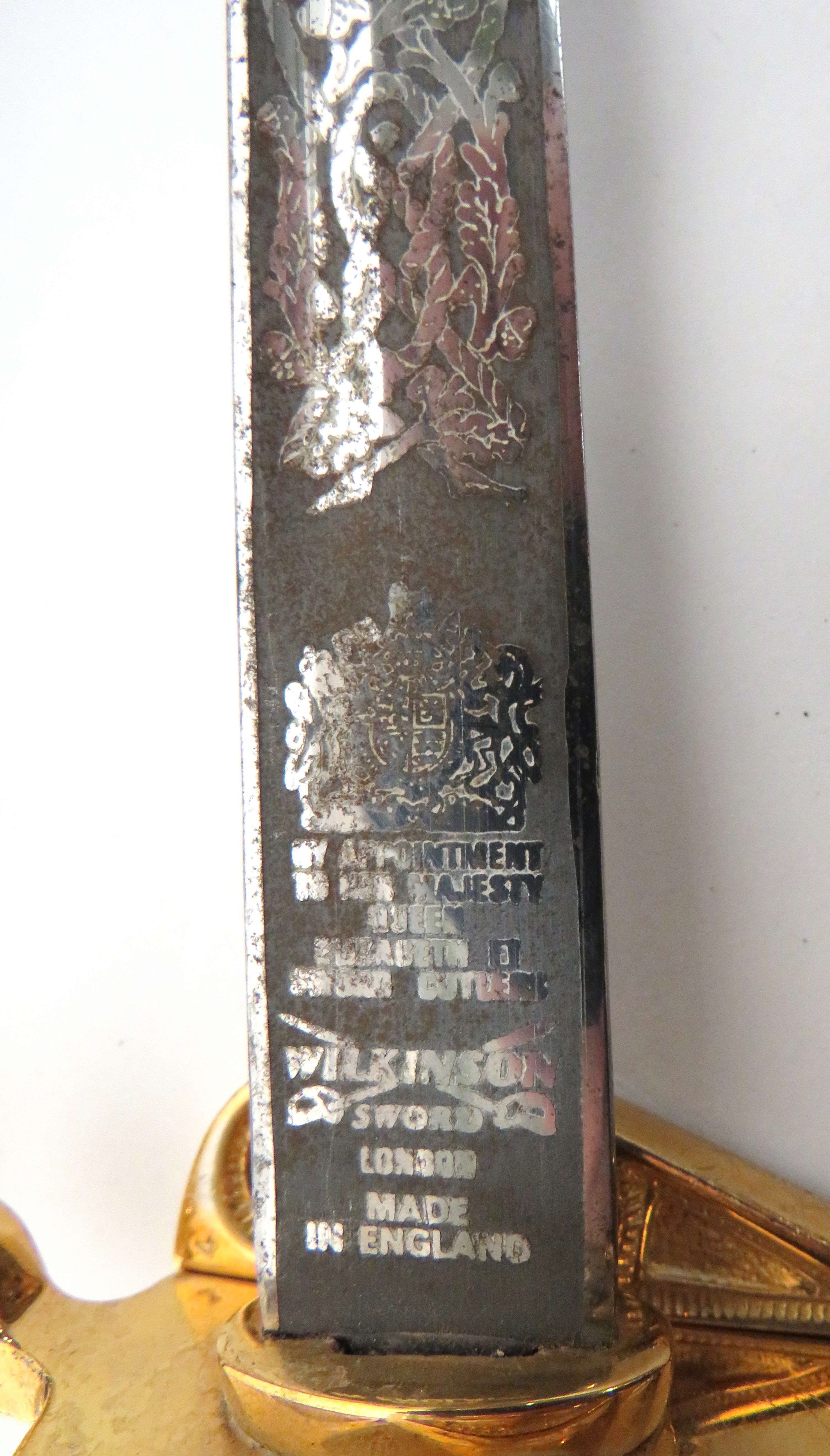 Elizabeth II Royal Navy Officer's Sword By Wilkinson 30 3/4 inch, single edged blade with fuller. - Image 3 of 4