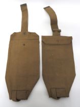 Two Unusual 1937 Pattern Webbing Transit Bags khaki webbing, rectangular cases, angled at the base.