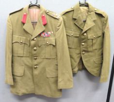 Royal Artillery Brigadier's Service Dress Tunic khaki, single breasted, open collar tunic.