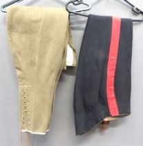 Pair Of WW1 Pattern Trooper's Breeches khaki twill, wide leg breeches.  Lower calf with lace