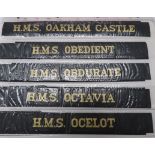Collection Of 97 Post War Royal Navy Cap Tallies including HMS Octavia ... HMS Onyx ... HMS