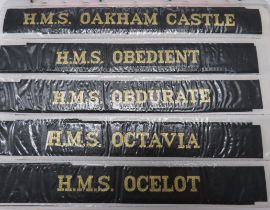 Collection Of 97 Post War Royal Navy Cap Tallies including HMS Octavia ... HMS Onyx ... HMS