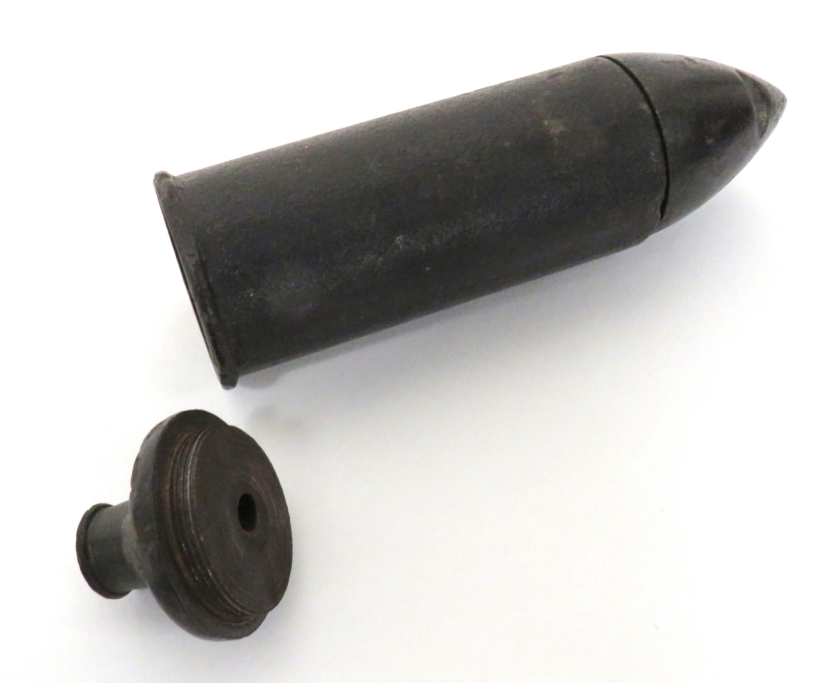 Scarce WW1 Austrian Inert M1913 Rifle Rod Grenade cast iron, canister body.  Removable top pointed - Image 2 of 2