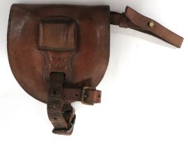 Cavalry Horseshoe Case With Sword Frog half, oval leather case.  The front with sword frog and