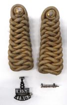 Pair Of 6th Inniskilling Dragoon Guards Officer Epaulettes  gilt, twisted cord, Cavalry pattern