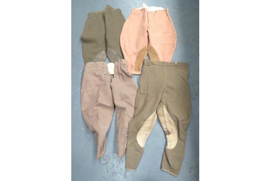 Four Pairs Of Military Pattern Breeches consisting Officer, khaki example named 'Capt D S Wood-