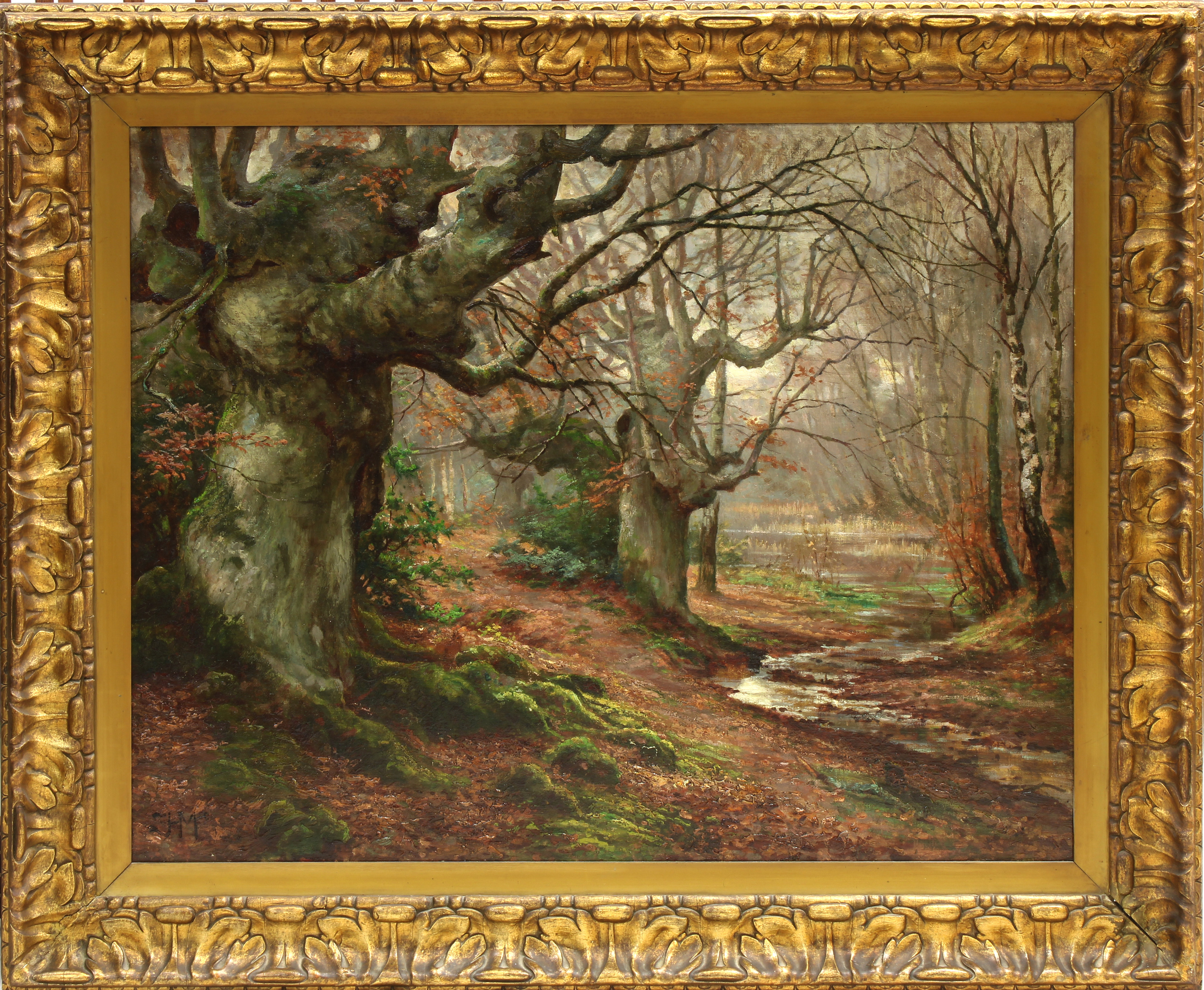 British School, late 19th or early 20th century Wooded Glade, oil on canvas, signed with a