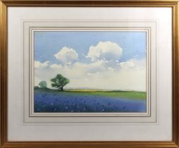 Godfrey Sayers, (British.) 'Bluebells and Rape', watercolour, signed lower right, titled to back,