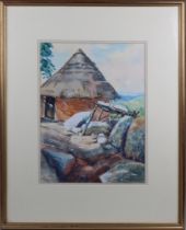 Pat Pearce, (British 1912-2006) 'A House with a view in the Makoni District', watercolour, signed