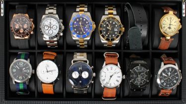 A collection of Gentleman's vintage style collectors wrist watches to include four by Pagani Design,