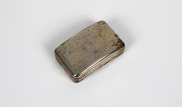 A George III silver snuff box Matthew Linwood, Birmingham, 1808, of curved rectangular form,