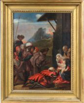 After Titian (Tiziano Vecelli) (Italian, c.1485/1490 – 1576). Adoration of the Magi, oil on panel,