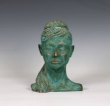 A bronzed terracotta bust of a young lady signed 'w. a. is', 9in. (22.8cm.) high. * some tiny