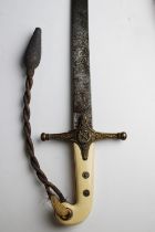 A British 1831 Pattern General Officer's Mameluke Sword the blade etched with scrolling foliage,