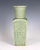 A Chinese celadon glazed porcelain vase with incised Chenghua four character mark but later, of